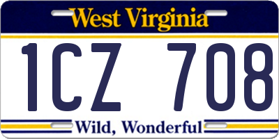 WV license plate 1CZ708