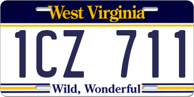 WV license plate 1CZ711