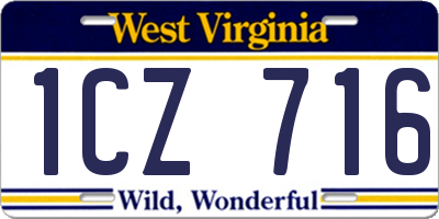 WV license plate 1CZ716