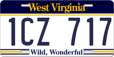 WV license plate 1CZ717