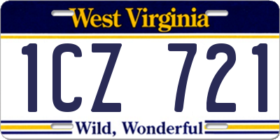WV license plate 1CZ721
