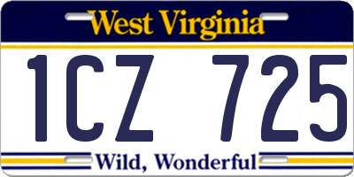 WV license plate 1CZ725