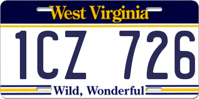 WV license plate 1CZ726