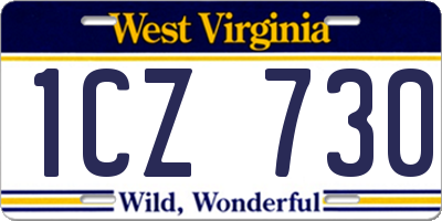 WV license plate 1CZ730
