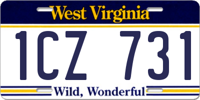WV license plate 1CZ731