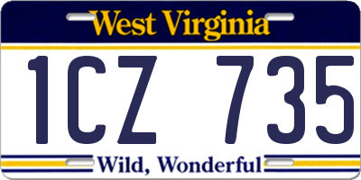 WV license plate 1CZ735