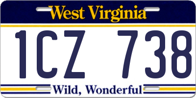 WV license plate 1CZ738