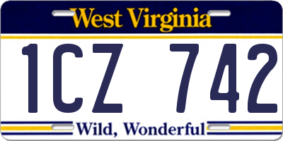 WV license plate 1CZ742