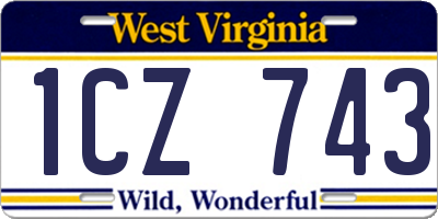 WV license plate 1CZ743