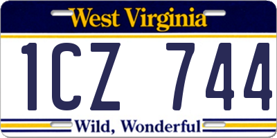 WV license plate 1CZ744