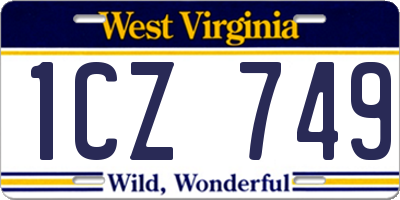 WV license plate 1CZ749