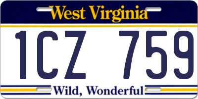 WV license plate 1CZ759