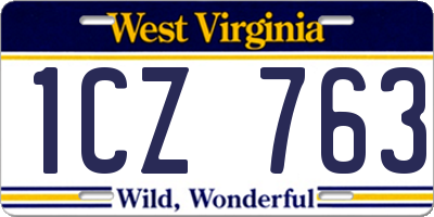 WV license plate 1CZ763