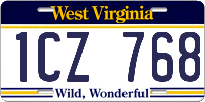 WV license plate 1CZ768