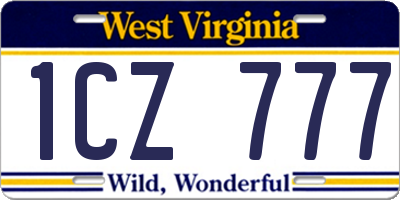 WV license plate 1CZ777