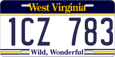 WV license plate 1CZ783