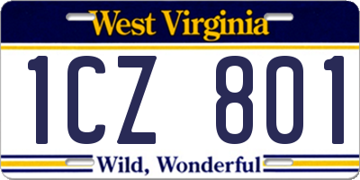 WV license plate 1CZ801