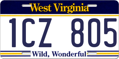 WV license plate 1CZ805