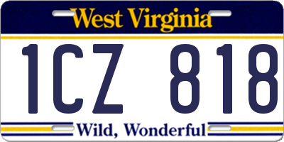 WV license plate 1CZ818