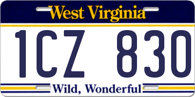 WV license plate 1CZ830