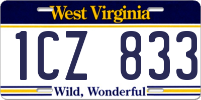 WV license plate 1CZ833