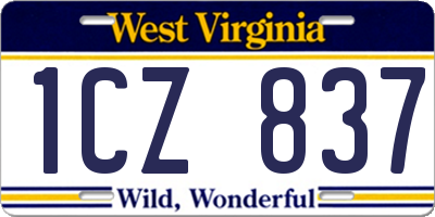 WV license plate 1CZ837