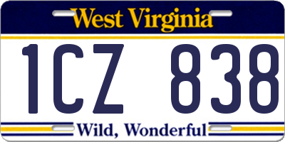 WV license plate 1CZ838