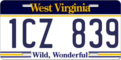 WV license plate 1CZ839
