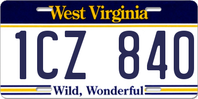 WV license plate 1CZ840