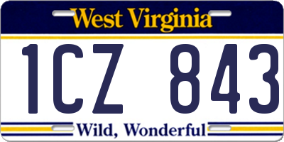 WV license plate 1CZ843