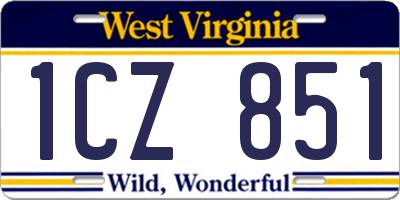 WV license plate 1CZ851