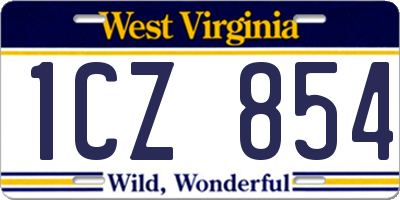 WV license plate 1CZ854
