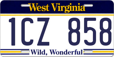 WV license plate 1CZ858