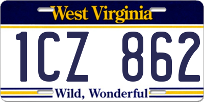 WV license plate 1CZ862