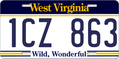 WV license plate 1CZ863