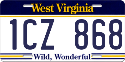 WV license plate 1CZ868
