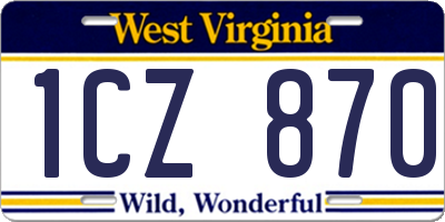 WV license plate 1CZ870