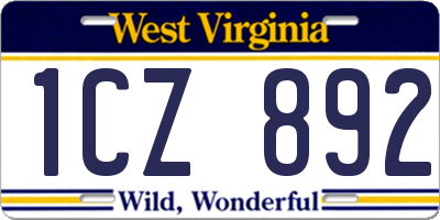 WV license plate 1CZ892