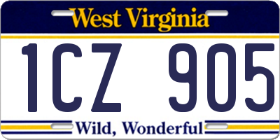 WV license plate 1CZ905