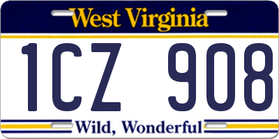 WV license plate 1CZ908