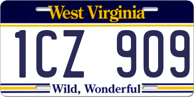 WV license plate 1CZ909