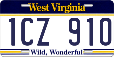 WV license plate 1CZ910
