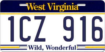 WV license plate 1CZ916