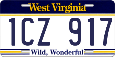 WV license plate 1CZ917