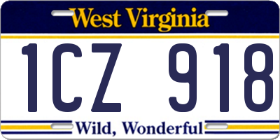 WV license plate 1CZ918