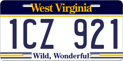 WV license plate 1CZ921