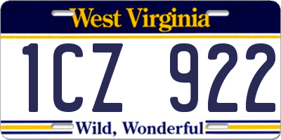 WV license plate 1CZ922