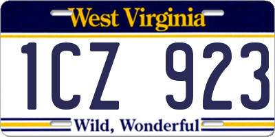 WV license plate 1CZ923