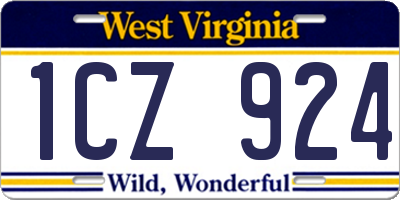 WV license plate 1CZ924