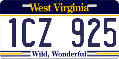 WV license plate 1CZ925